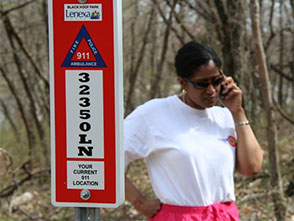 Caller and 9-1-1 Trail Marker